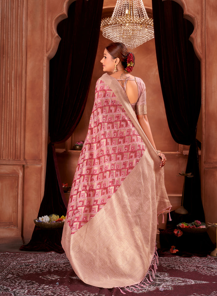 Rani Pink Ikat Saree Weavekaari