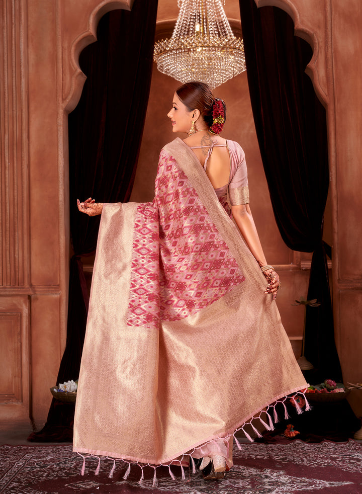 Rani Pink Ikat Saree Weavekaari