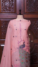 Meher – The Woven Glow | Jamdani Muga Cotton Suit Piece – Peach