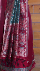 Gul – The Floral Heritage | Ajrakh Mul Chanderi Suit Piece – Red