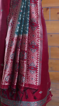 Gul – The Floral Heritage | Ajrakh Mul Chanderi Suit Piece – Red
