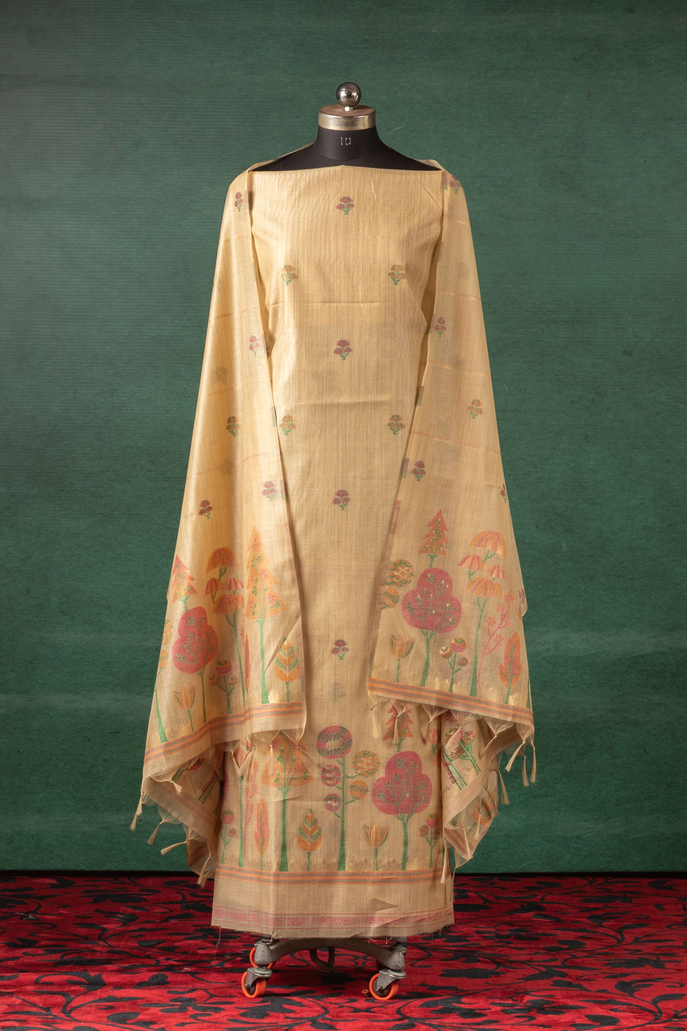 Yellow Whisper Jamdani Munga Cotton Suit Piece