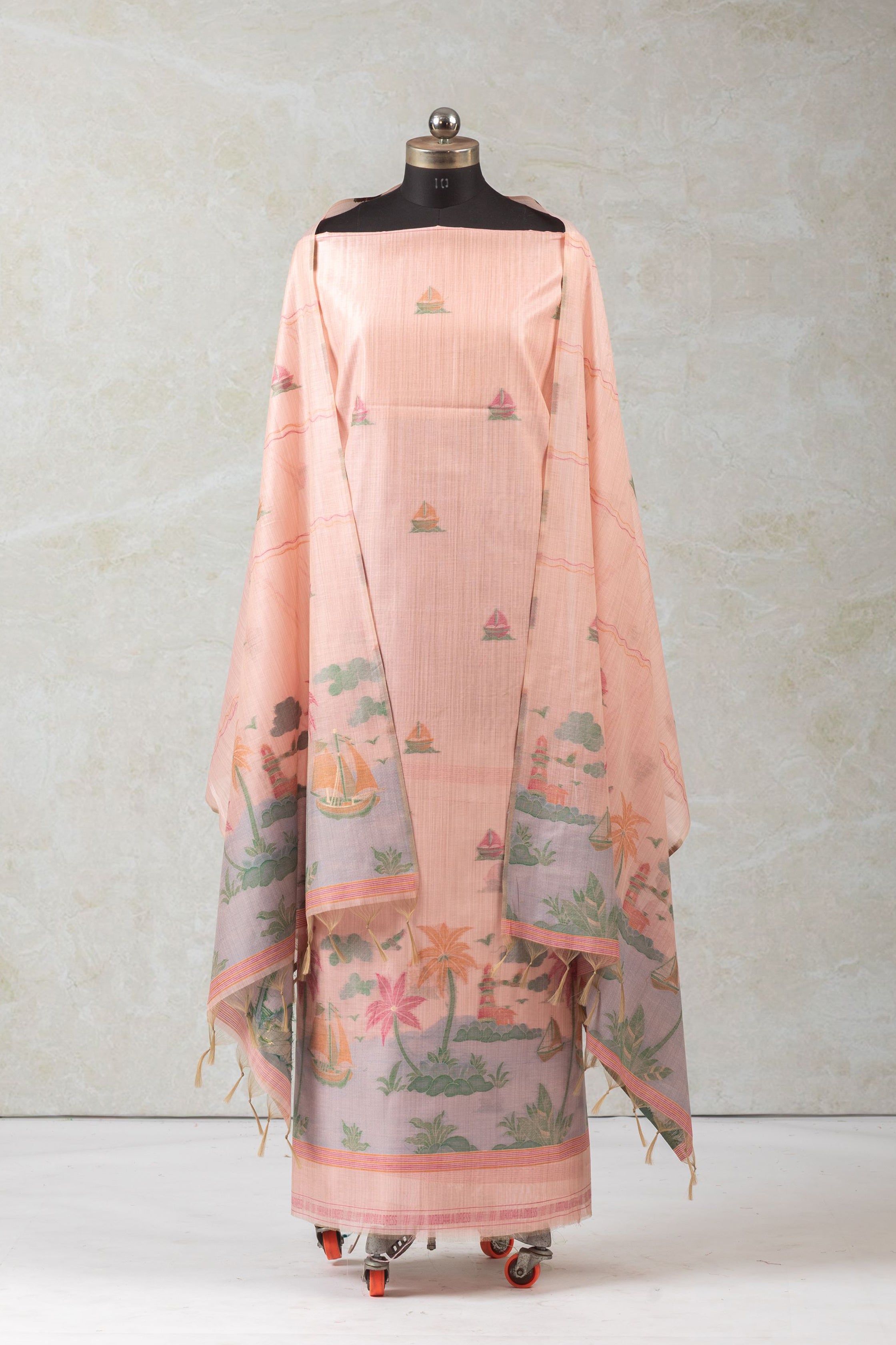 Candy Swirl Jamdani Cotton Suit Piece