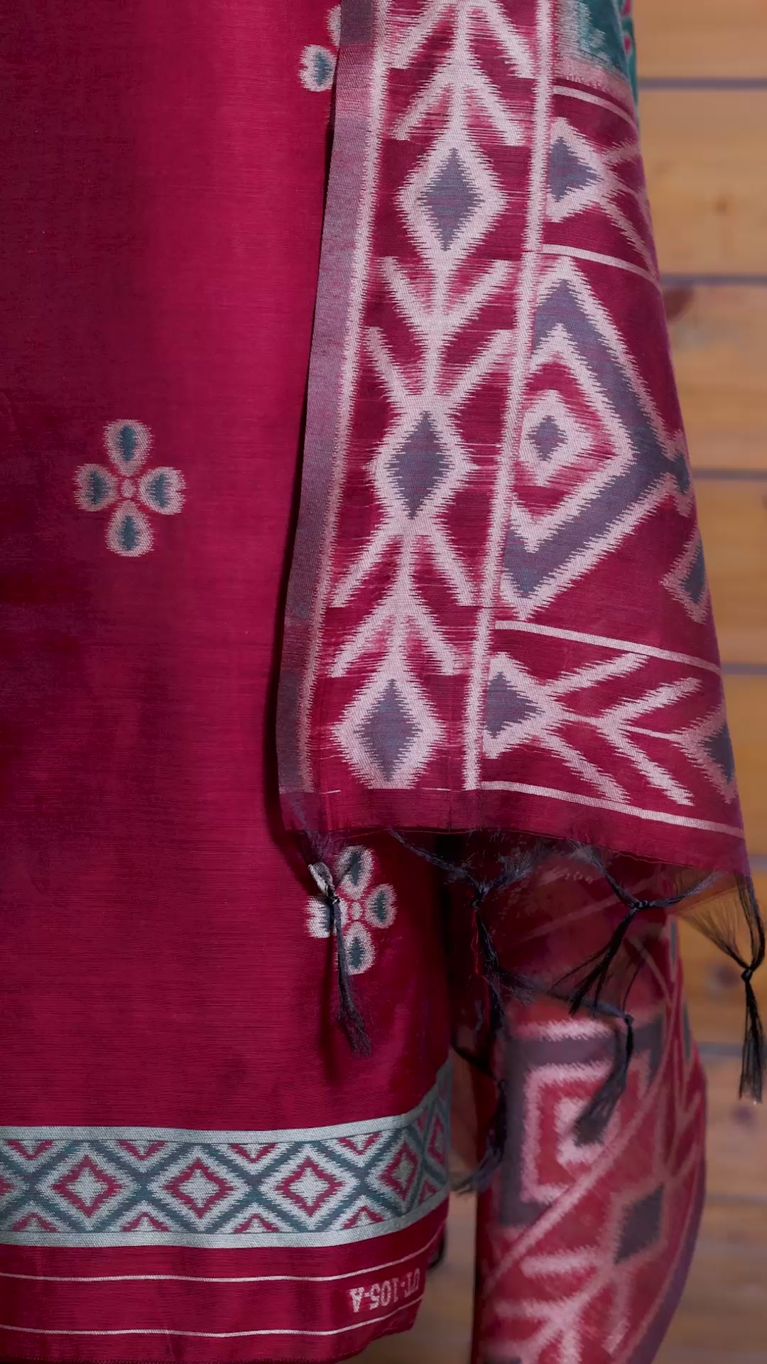 Madhuban – The Painted Heritage | Ajrakh Mul Chanderi Suit Piece – Red