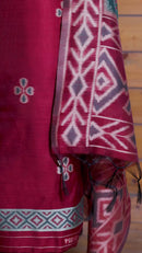 Madhuban – The Painted Heritage | Ajrakh Mul Chanderi Suit Piece – Red