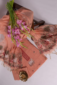 Amber Twig Jamdani Pichwai Cotton Suit Piece