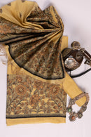Ochre Manuscript Jamdani Mul Chanderi Suit Piece