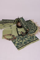 Clover Dusk Jamdani Mul Chanderi Suit Piece