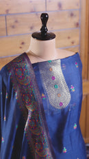 Rang – The Kashmiri Palette | Kashmiri Mul Chanderi Suit Piece – Royal Blue