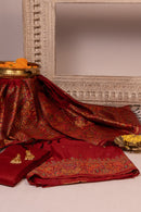 Garnet Weave Jamdani Kashmiri Cotton Suit Piece