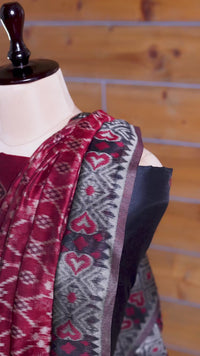 Gul – The Floral Heritage | Ajrakh Mul Chanderi Suit Piece – Black