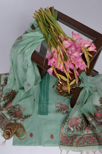 Celeste Echo Jamdani Pichwai Cotton Suit Piece