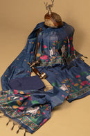Sapphire Tale Jamdani Pichwai Cotton Suit Piece