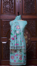 Rooh – The Pichwai Reverie | Pichwai Muga Cotton Suit Piece – Sky Blue