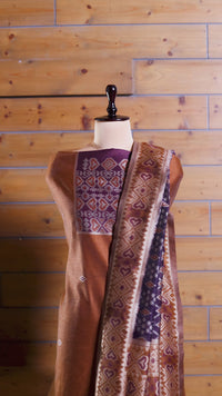 Gul – The Floral Heritage | Ajrakh Mul Chanderi Suit Piece – Rust Brown