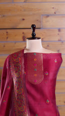 Rang – The Kashmiri Palette | Kashmiri Mul Chanderi Suit Piece – Red