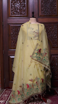 Mitti – The Earthy Grace | Jamdani Muga Cotton Suit Piece – Lemon Yellow