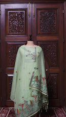 Mitti – The Earthy Grace | Jamdani Muga Cotton Suit Piece – Sea Green