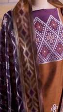 Madhuban – The Painted Heritage | Ajrakh Mul Chanderi Suit Piece – Rust Brown