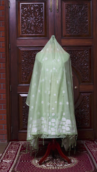 Adaa – The Elegant Motif | Jamdani Muga Cotton Suit Piece – Sea Green