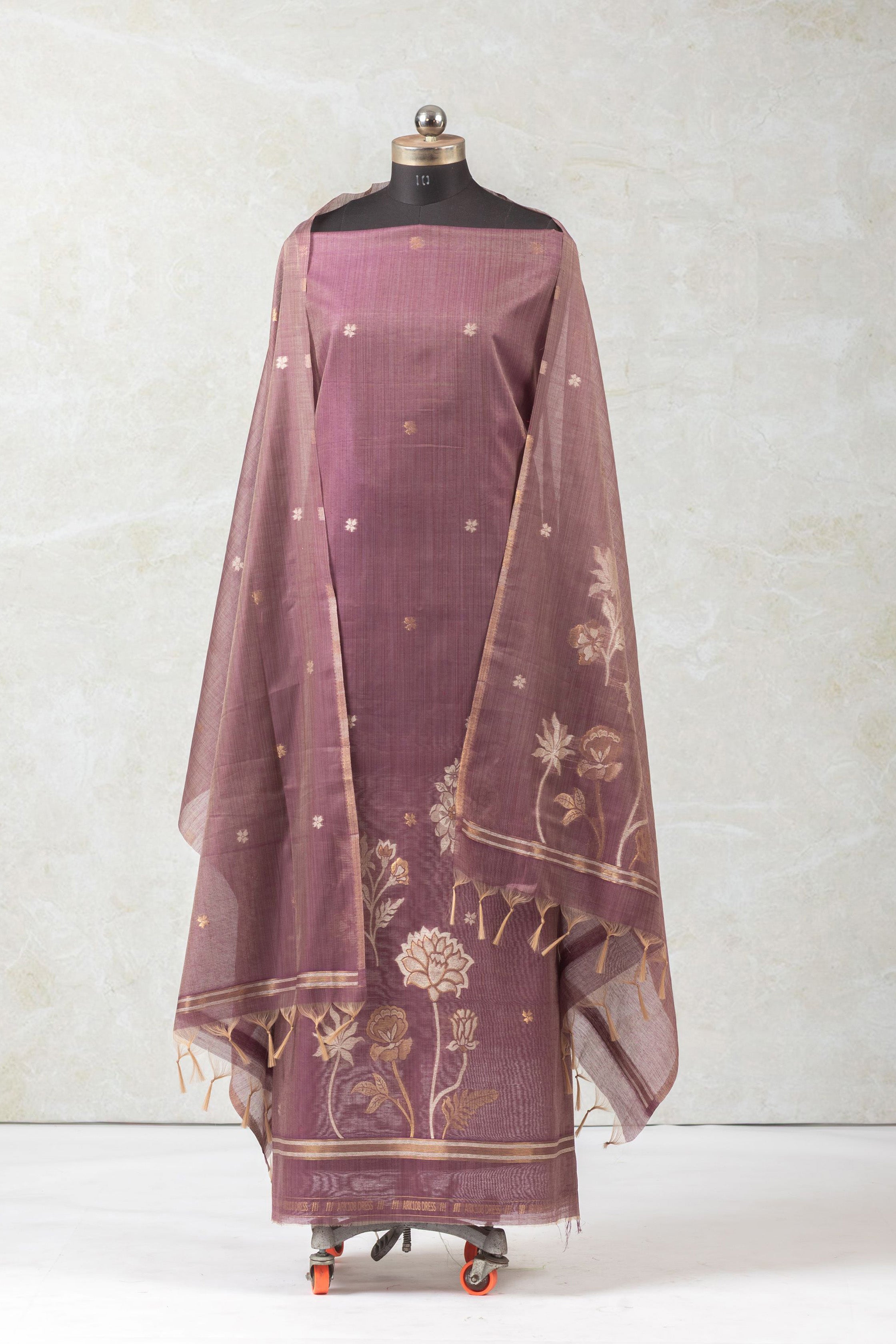 Wine Drape Jamdani Munga Cotton Suit Piece