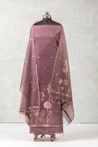 Wine Drape Jamdani Munga Cotton Suit Piece
