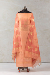 Peach Weaves Jamdani Cotton Suit Piece