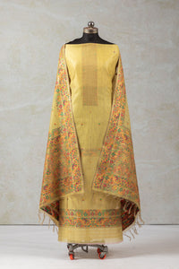 Marigold Pop Jamdani Kashmiri Cotton Suit Piece
