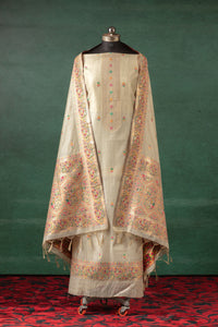 Folk Twist Jamdani Kashmiri Cotton Suit Piece