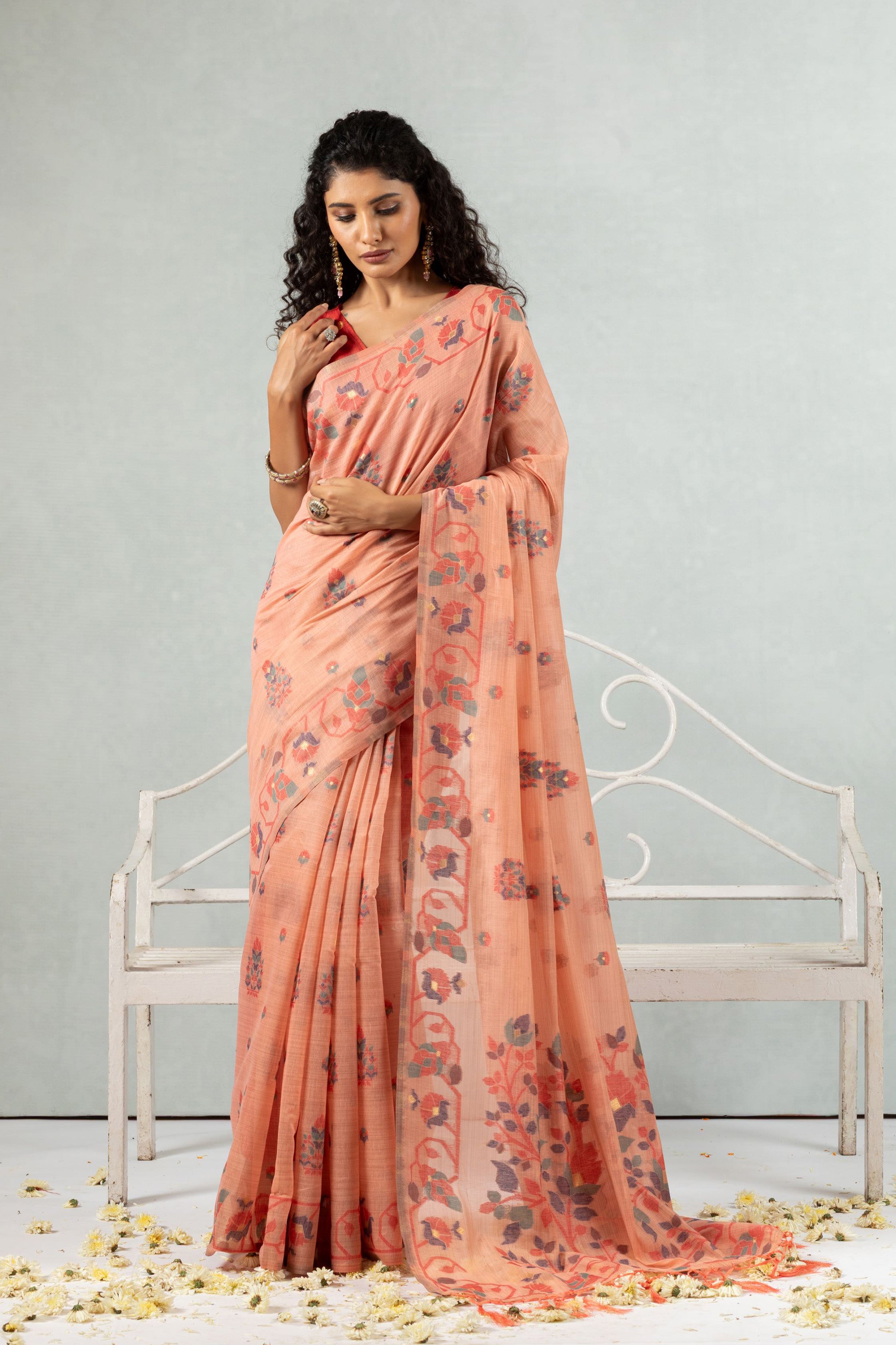 Aavya Cotton Jamdani Saree