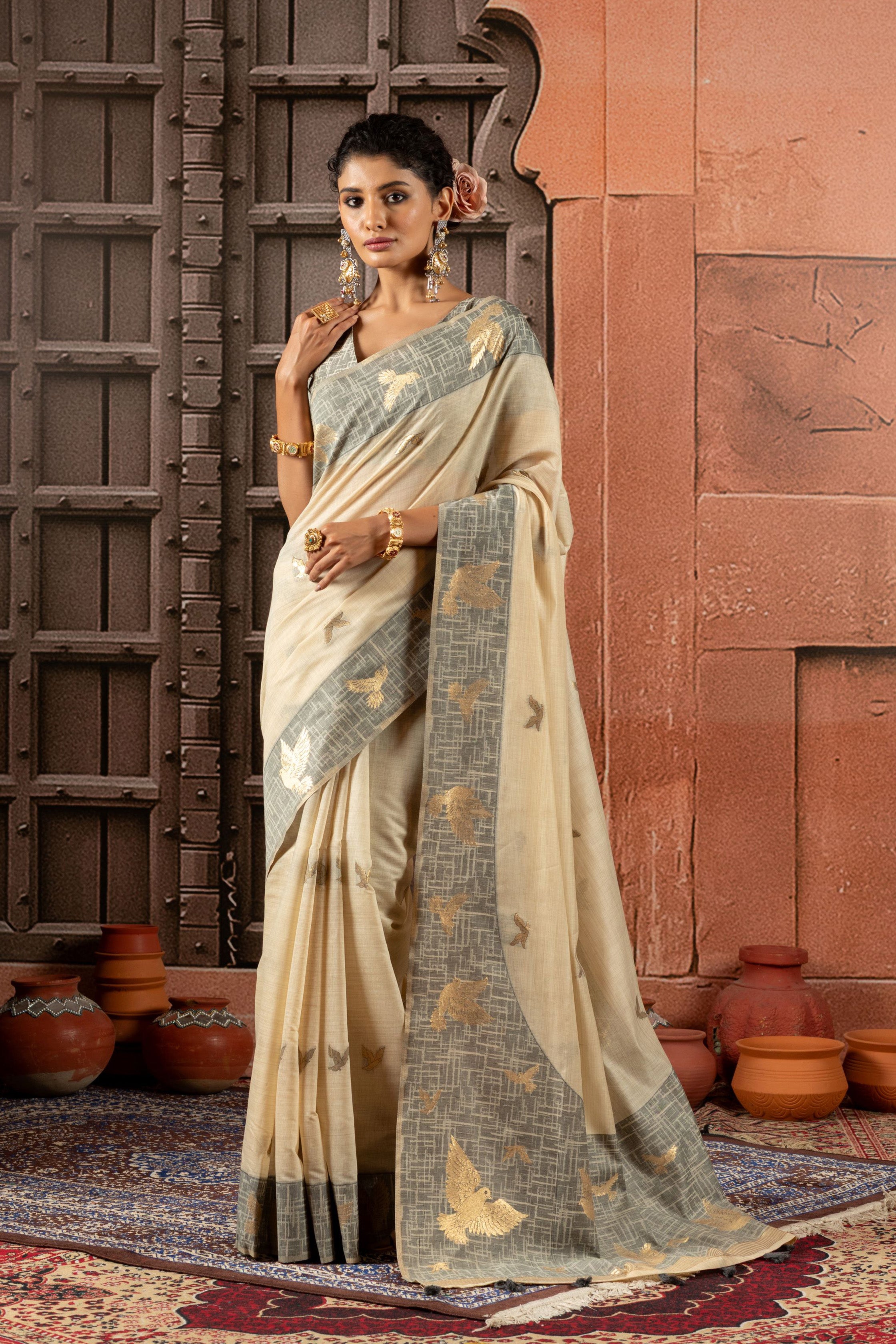 Iravya Munga Cotton Saree