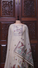 Mitti – The Earthy Grace | Jamdani Muga Cotton Suit Piece – Cream