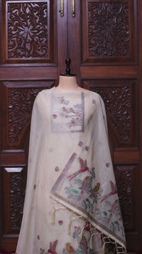 Mitti – The Earthy Grace | Jamdani Muga Cotton Suit Piece – Cream