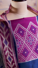 Madhuban – The Painted Heritage | Ajrakh Mul Chanderi Suit Piece – Indigo Blue